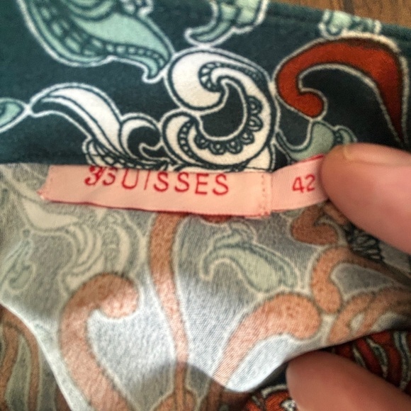 Beautiful 3 Suisses dress key hole front and back pearlized buttons pleated sz M - Picture 14 of 15